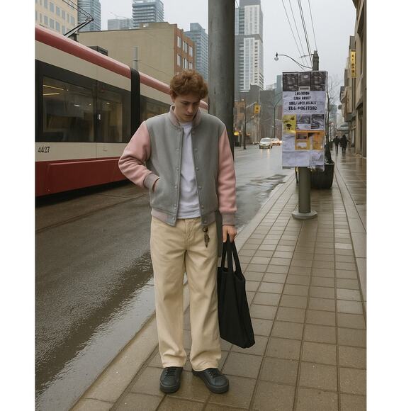 Vintage Hard Rock Maui Varsity Jacket | Pink & Gray Wool | Y2K Streetstyle | M - Picture 15 of 16